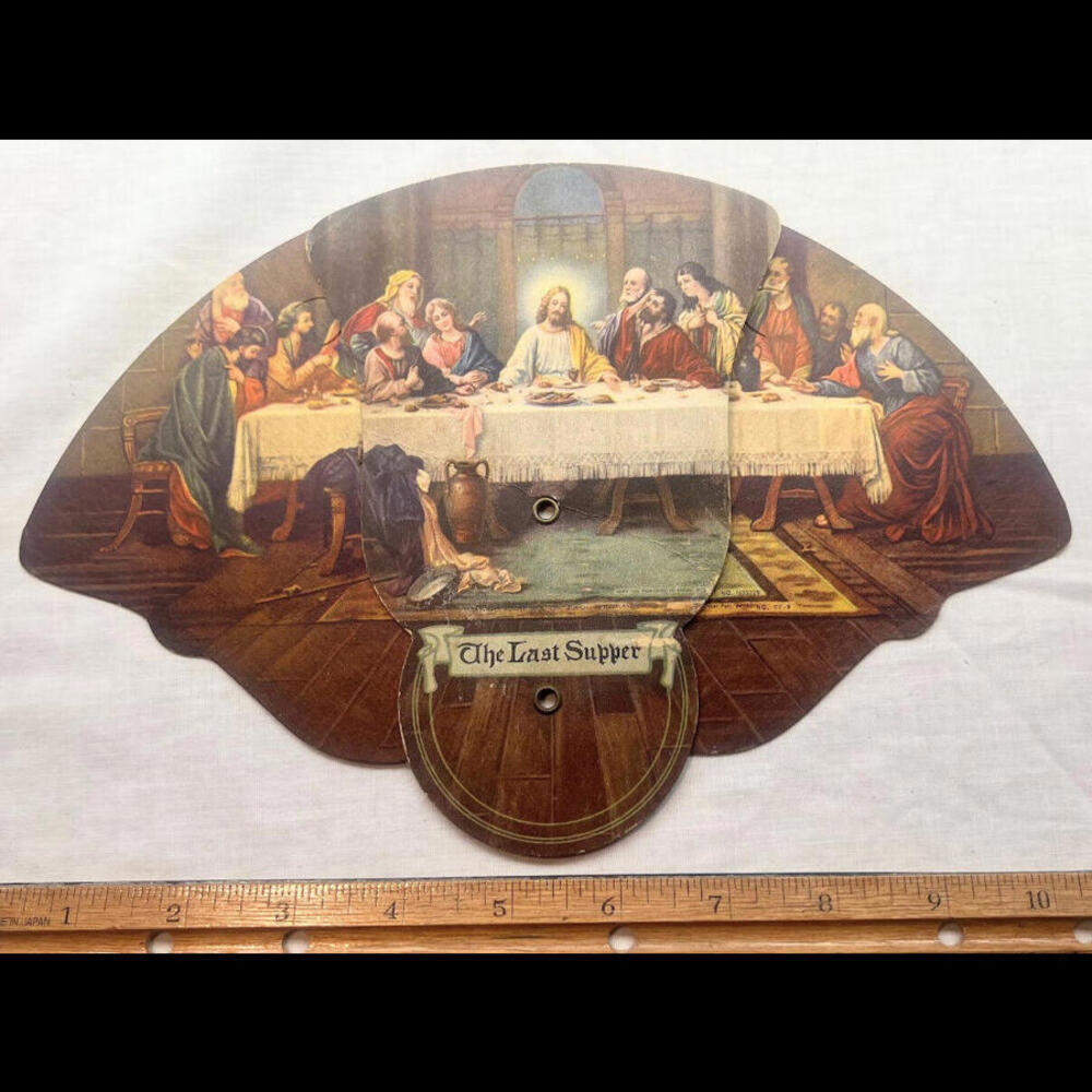 Vintage folding fan The Last Supper Trifold AAlco Moving & Storage St. Louis MO